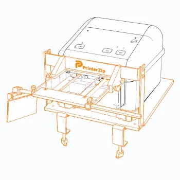 outline view of PrinterZip Z10 with barcode label printer
